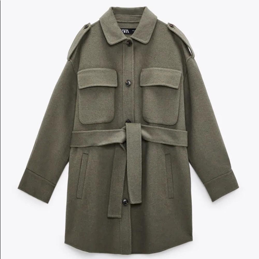 Zara wool blend overshirt- Khaki